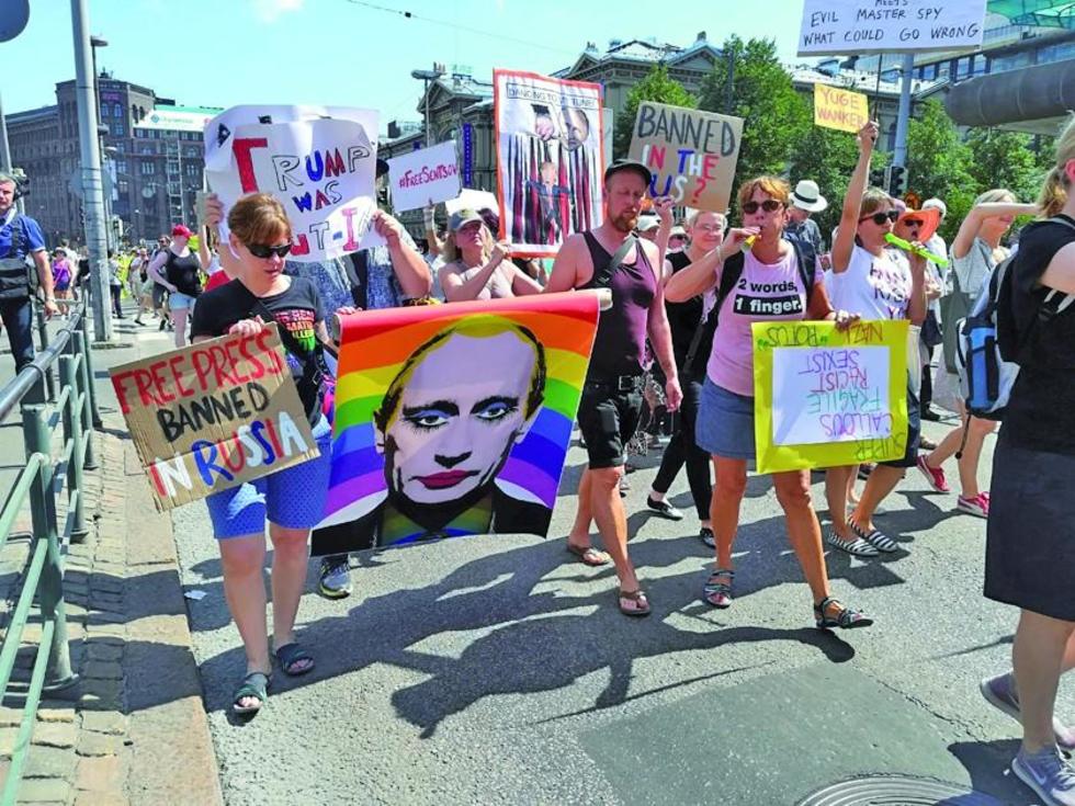 Protestan en Finlandia ante la cumbre entre Putin y Trump