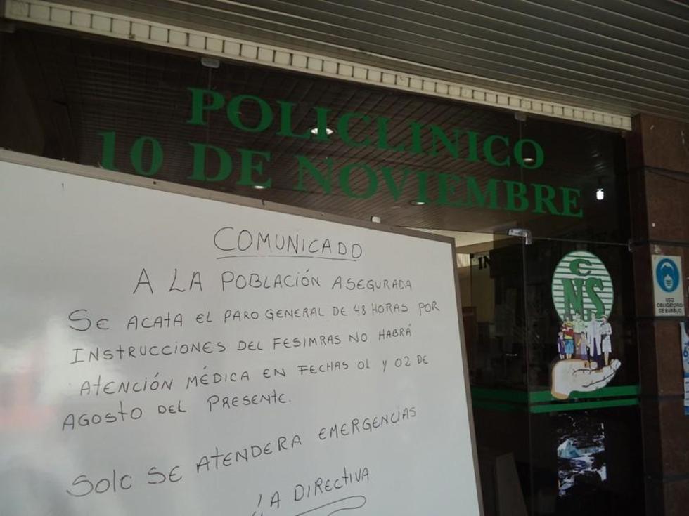 Los médicos sindicalizados de la CNS culminan paro y esperan diálogo