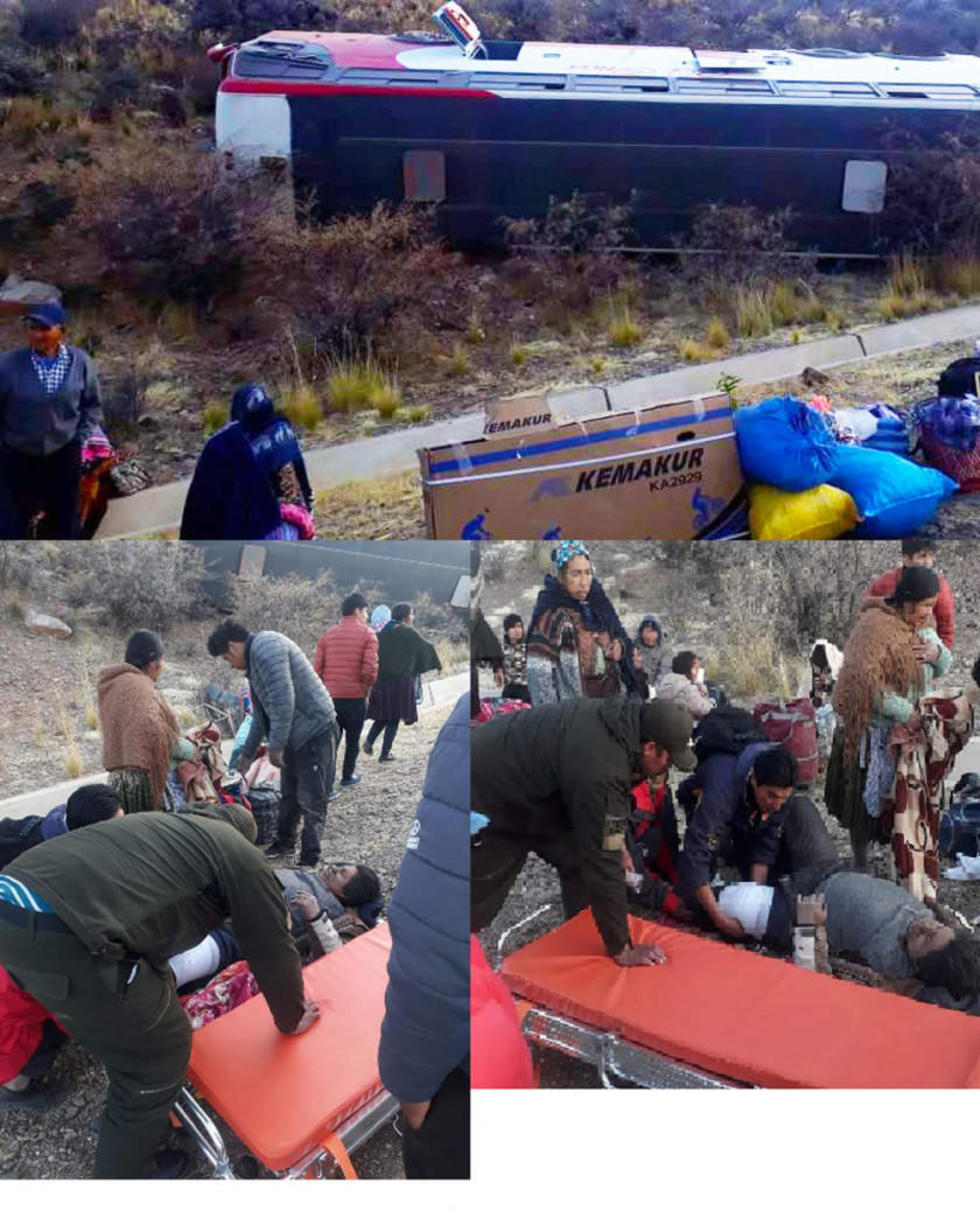 Otra flota de pasajeros  vuelca en la ruta hacia Villazón y hay heridos
