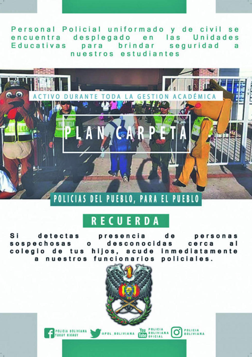 Policía hará controles en las unidades educativas
