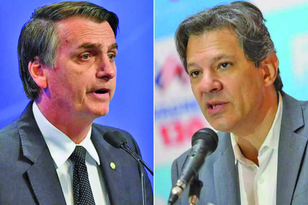 Sondeo confirma la polarización en Brasil entre Bolsonaro y Haddad