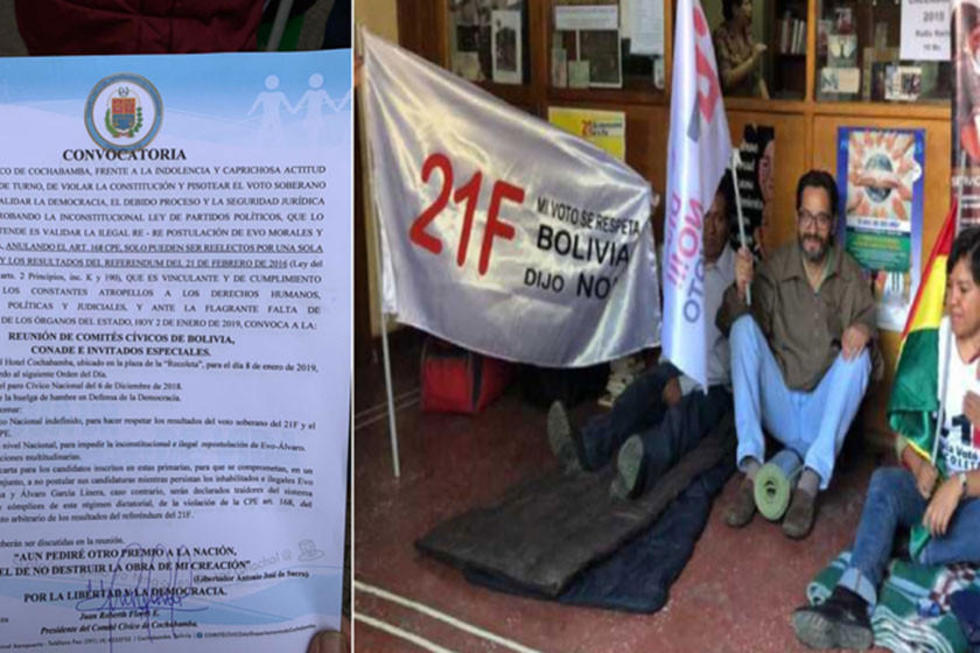 Cívicos buscan reactivar medidas de presión en defensa del 21F