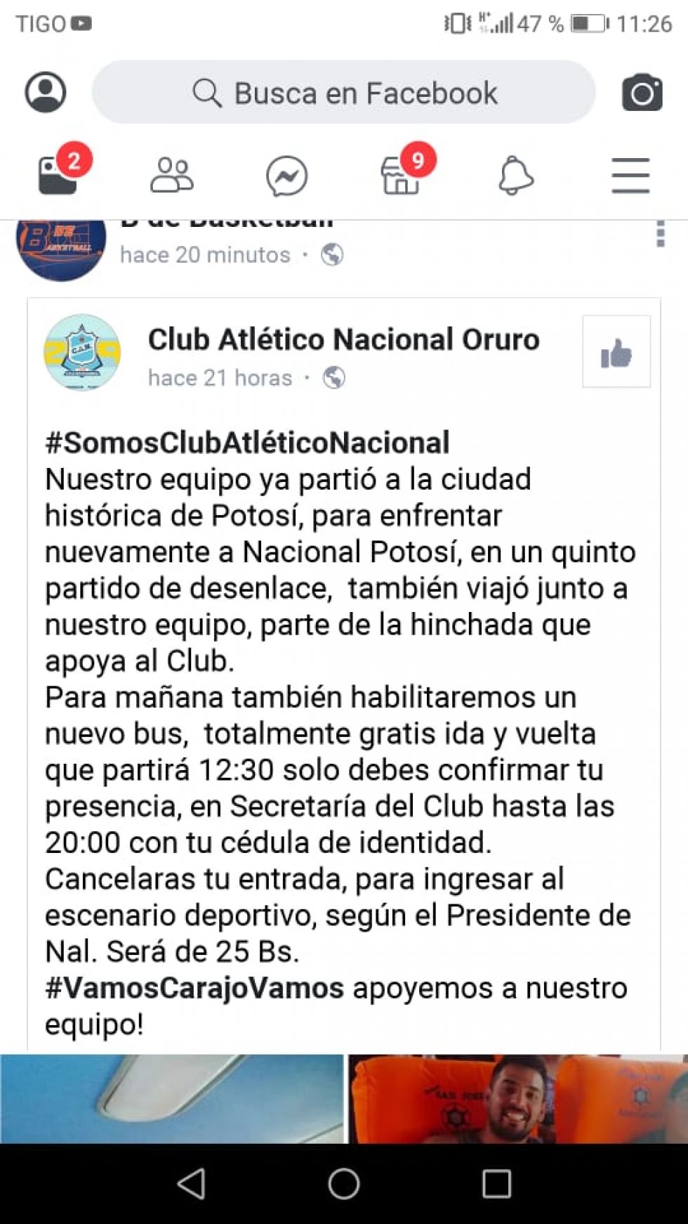 Hinchas de CAN  vienen a Potosí para el partido ante Nacional Potosí.