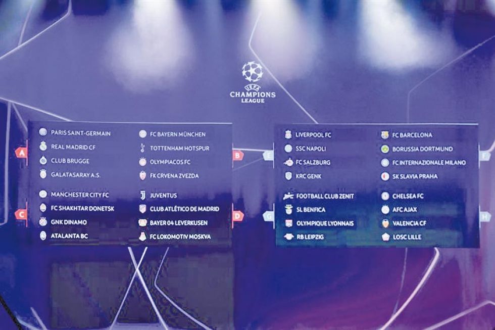 La Liga de Campeones define los grupos de la temporada 2019-2020
