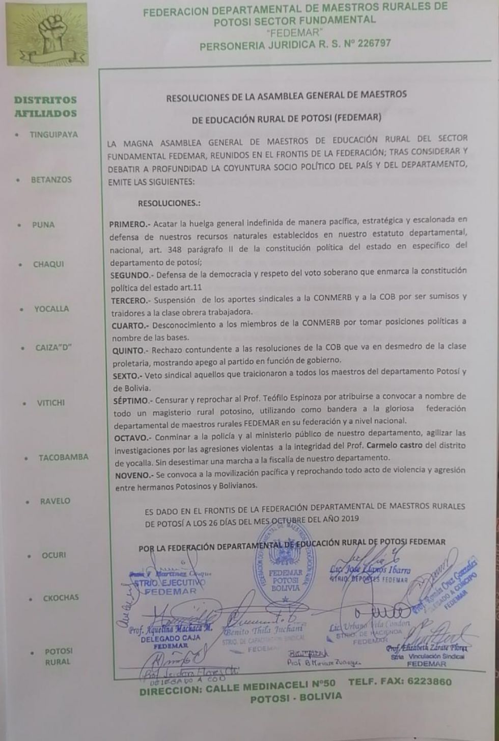 Los maestros rurales determinan acatar la huelga indefinida