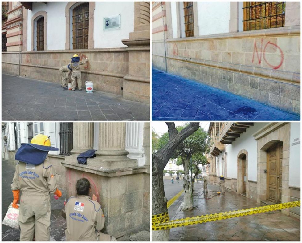 Pintarrajean a la Casa de la Libertad