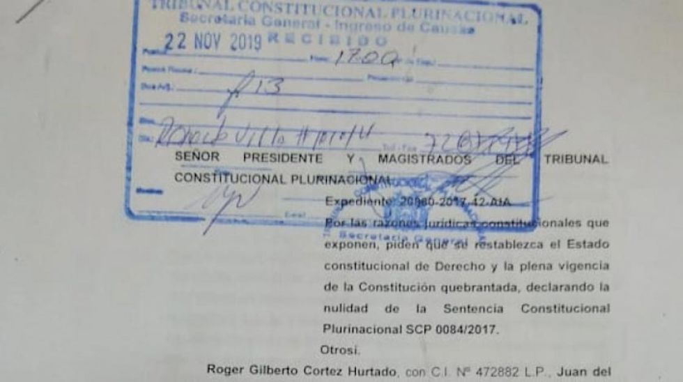 Solicitan al TCP anular la sentencia que avaló la repostulación de Evo