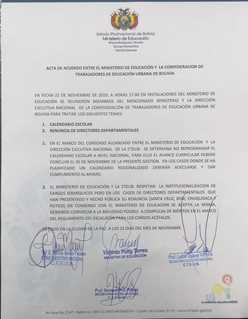 Maestros urbanos esperan confirmar renuncia de Morales y director afirma que no renunció