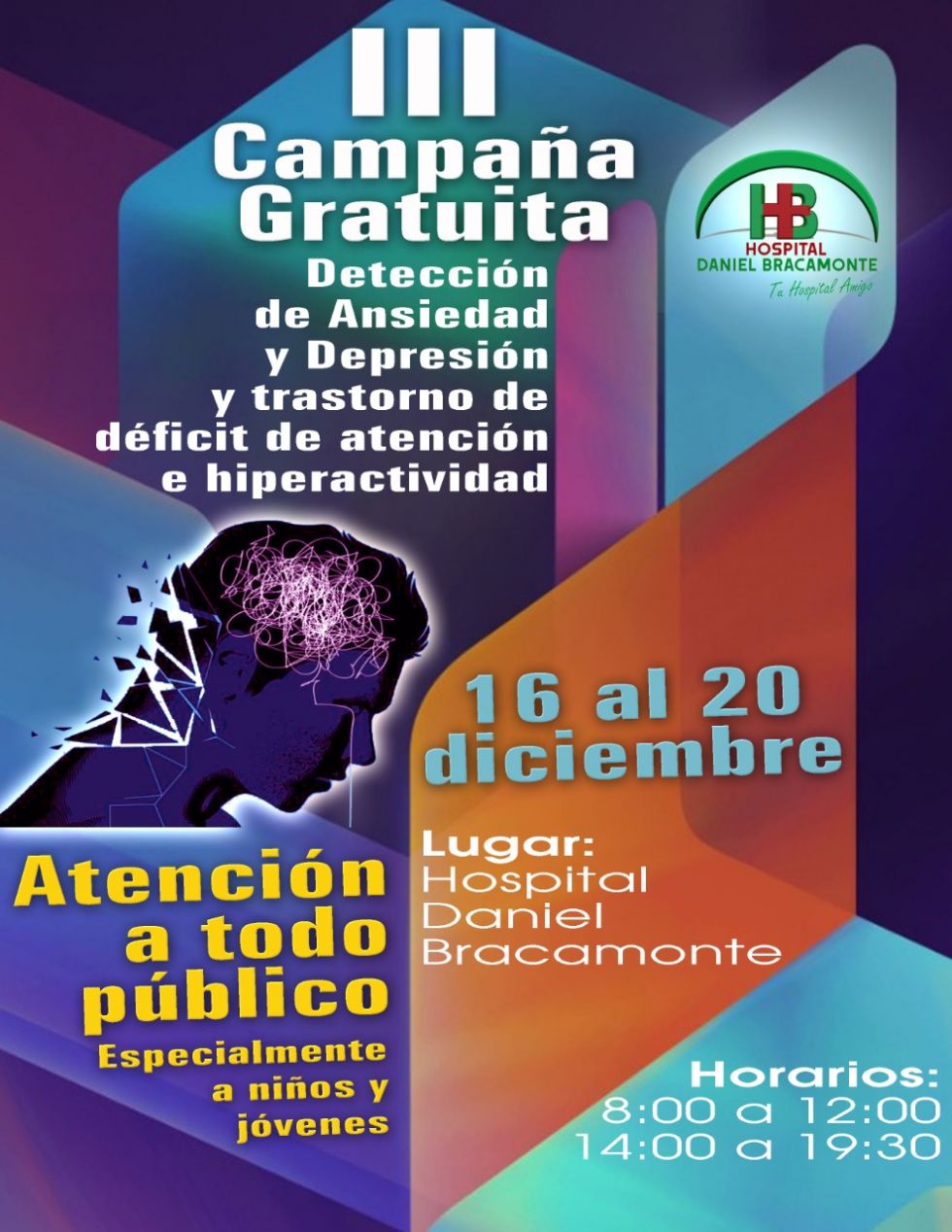 El Hospital Bracamonte lanza campaña de detección de depresión, ansiedad y déficit de atención