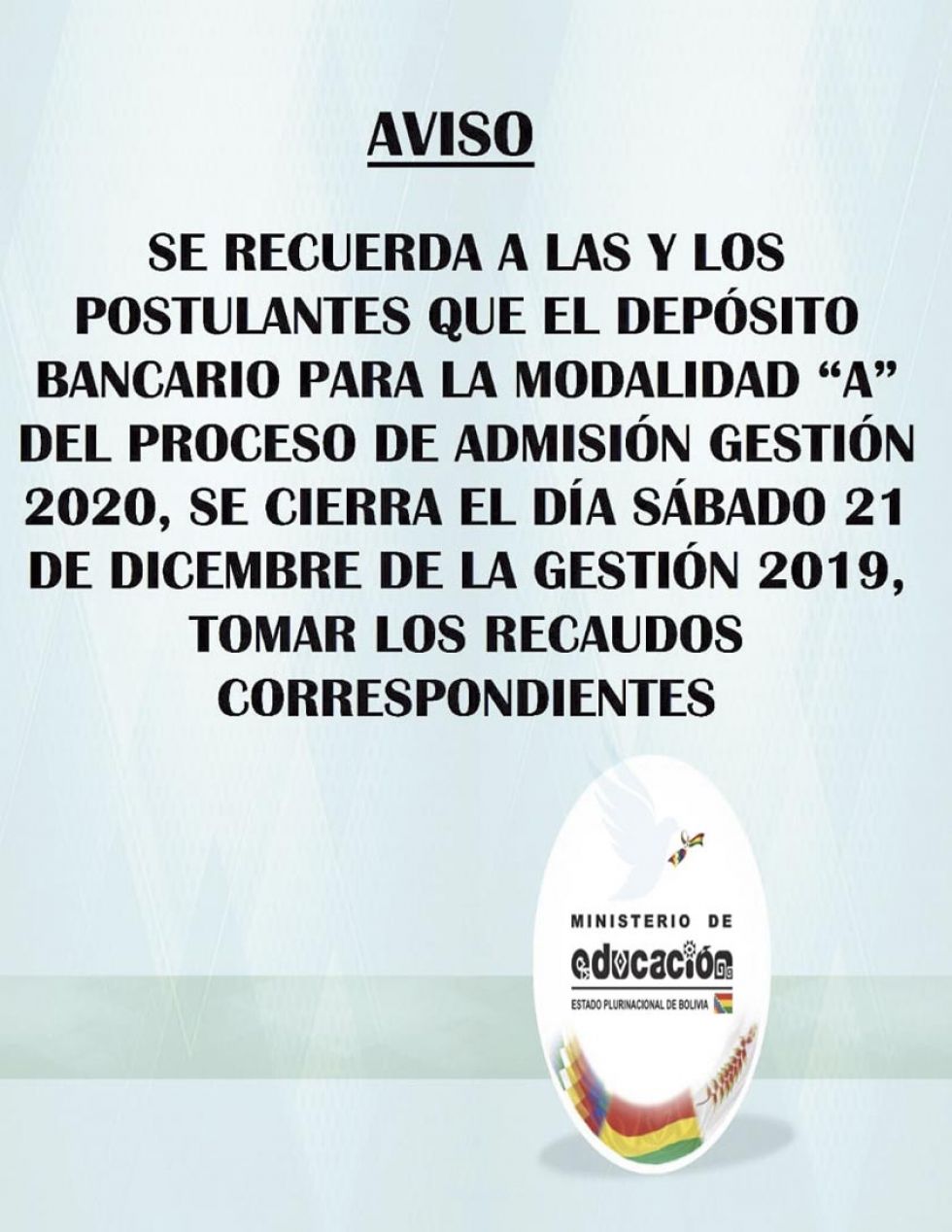 Fenece plazo para depósito de inscripción a la normal