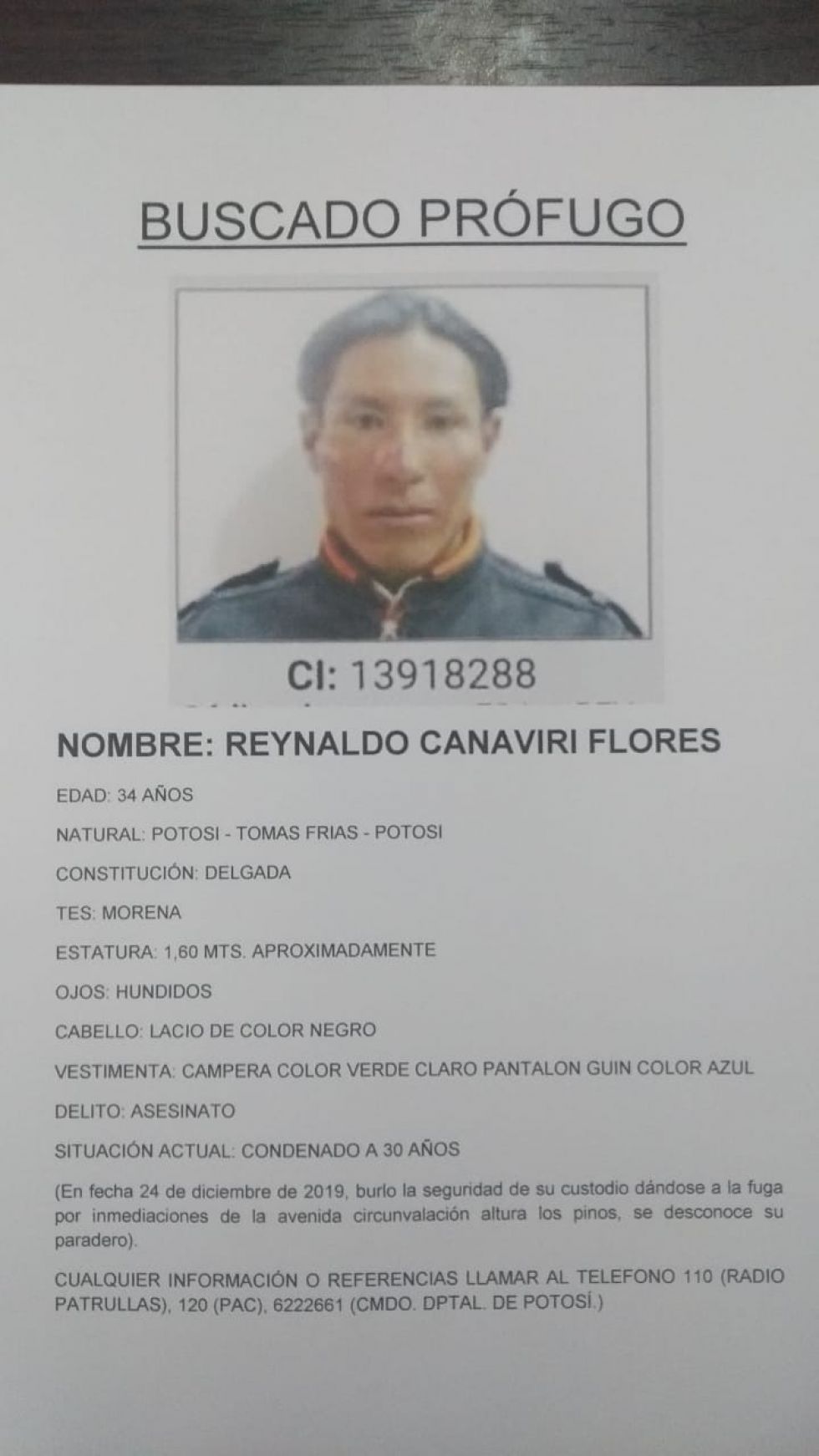 Fuga un peligroso asesino y la Policía activa el Plan Z