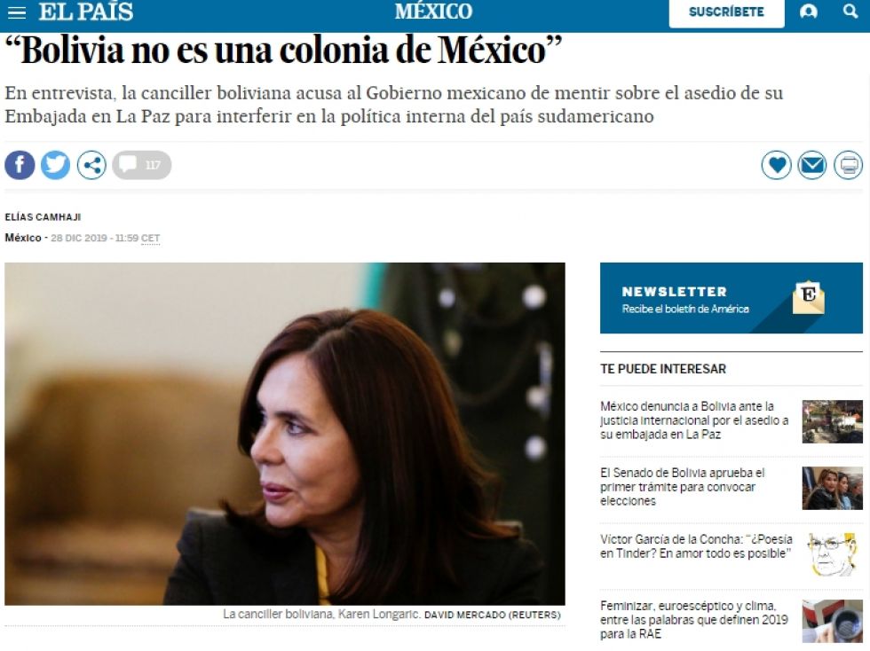 Diario español dice que la crisis diplomática entre México y Bolivia se agudiza