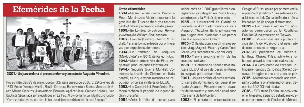 Revise las fechas históricas del día