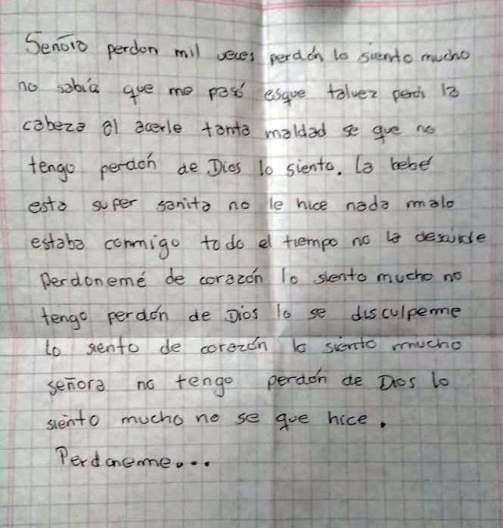 Aparece la bebé raptada en El Alto junto a una nota de arrepentimiento