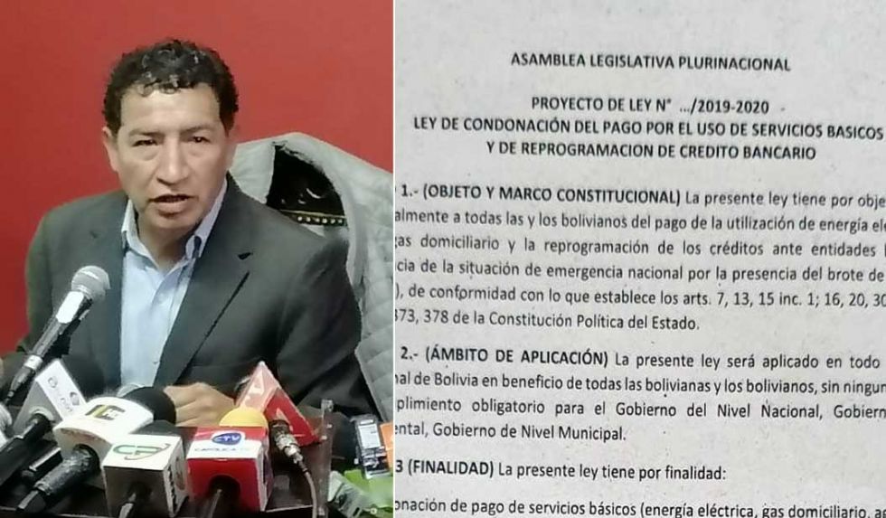 Presentan proyecto de ley para condonar pago de servicios básicos y reprogramar créditos