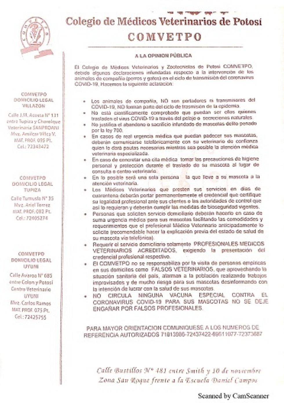 Veterinarios esperan respuesta de autoridades para que puedan trabajar