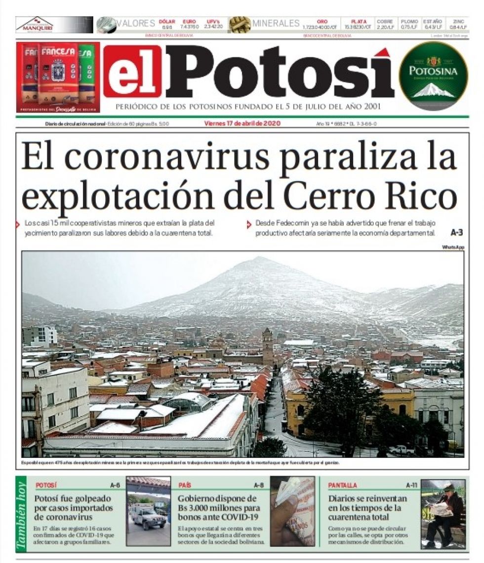 Descargue aquí la edición digital de El Potosí de este domingo 19 de abril