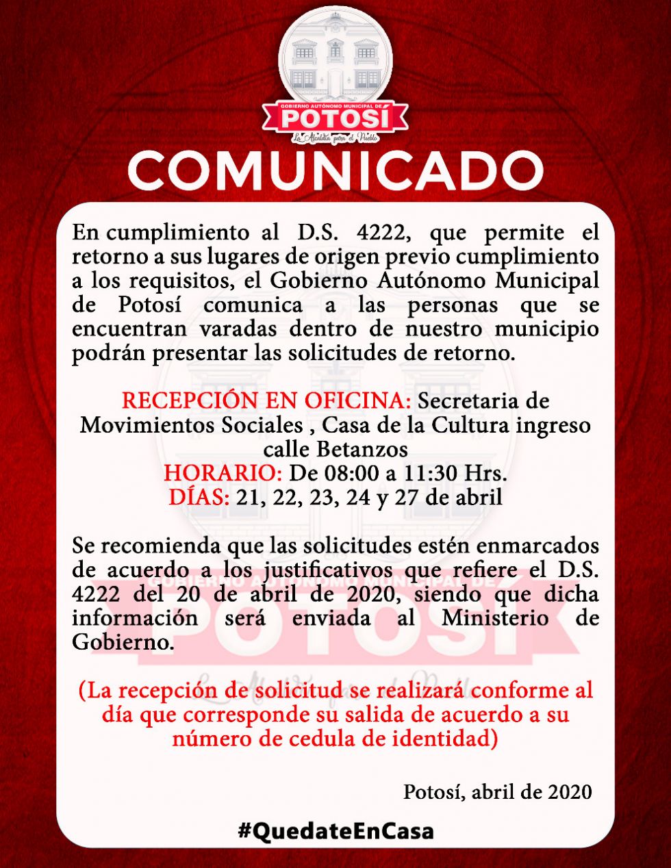 Alcaldía registra casi un centenar de solicitudes de retorno el primer día