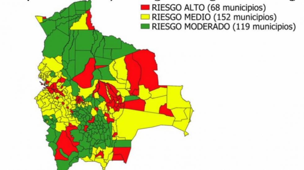 COVID-19: La Paz, Santa Cruz y Cochabamba tienen la mayor cantidad de municipios en riesgo alto