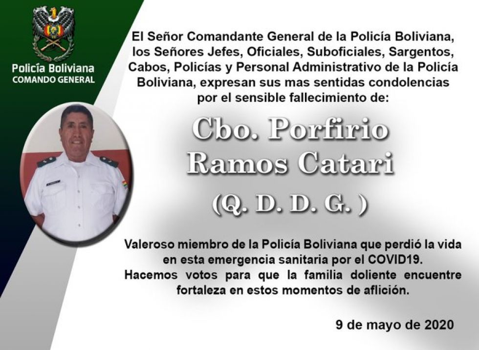 Confirman el deceso de otro policía a causa del coronavirus