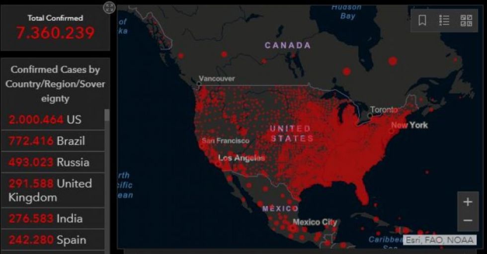 Estados Unidos supera los 2 millones de casos de coronavirus
