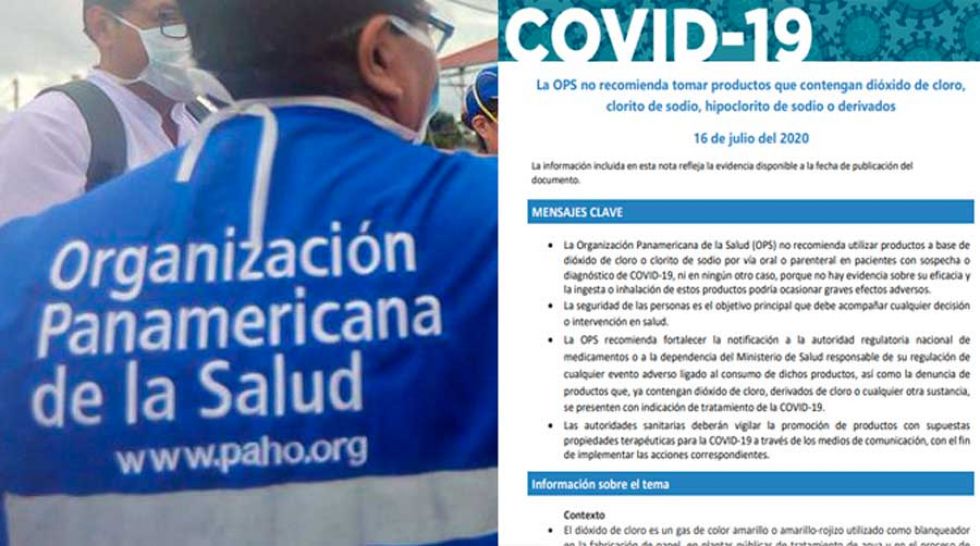 OPS recomienda no consumir dióxido de cloro y alerta sobre su toxicidad