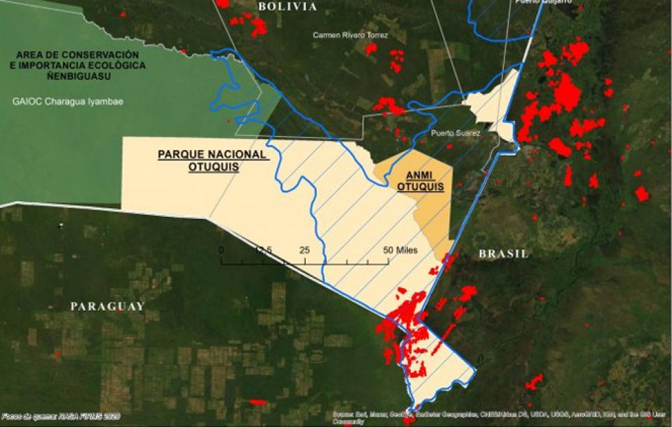 Parque Nacional Otuquis registra 685 focos de calor en cuatro días de incendio