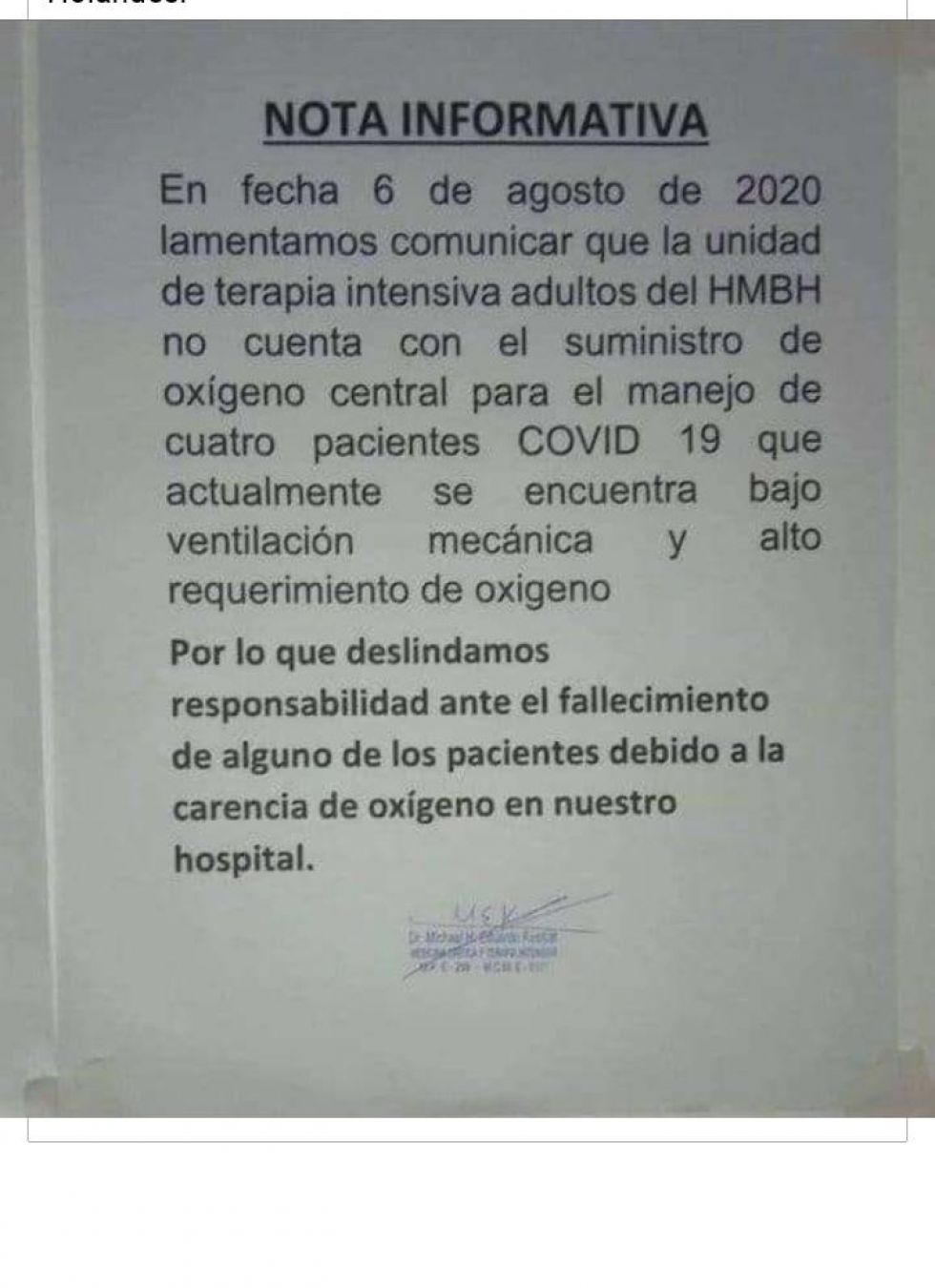 El Alto: Falta de oxígeno pone en riesgo la vida de 21 pacientes, entre ellos, bebés