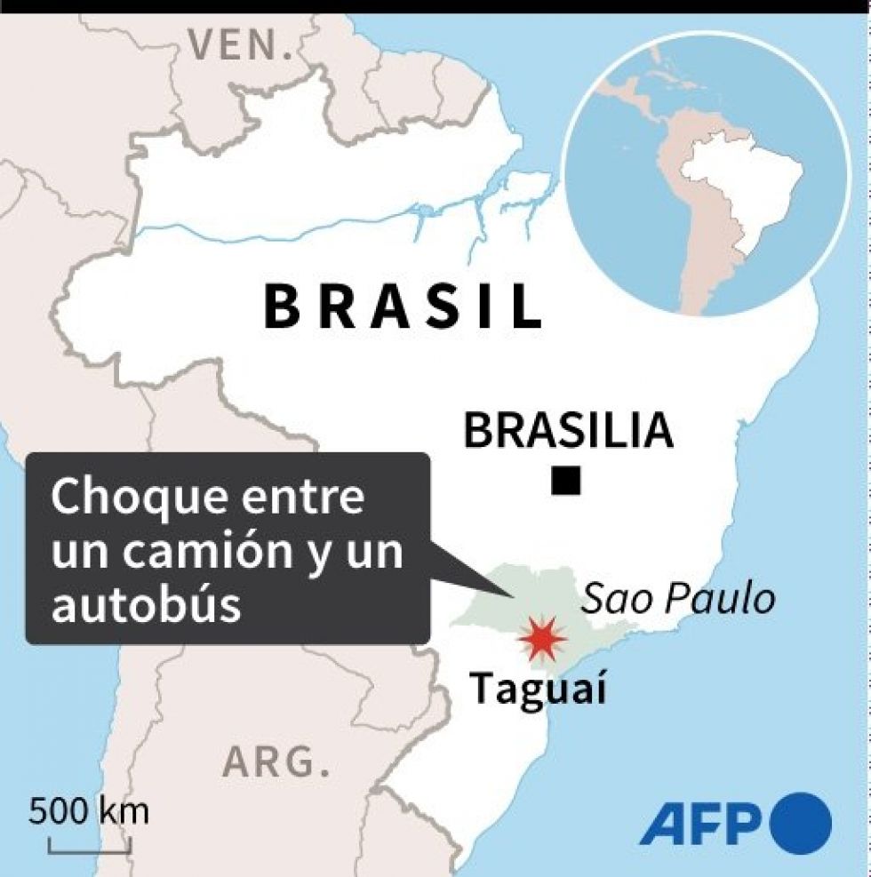 Reportan choque de camión con autobús en Brasil que dejó 41 muertos 