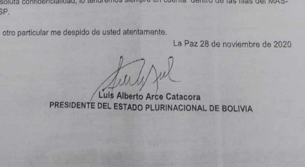 Denuncian que falsificaron firma del presidente Arce para pedir crédito millonario