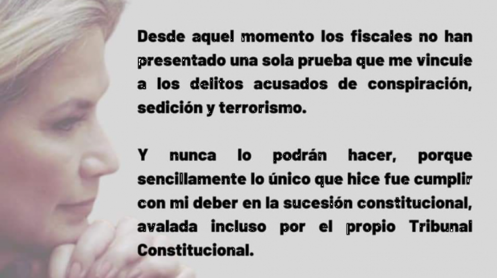 Jeanine Áñez: "soy una presa política, esa es la única realidad"