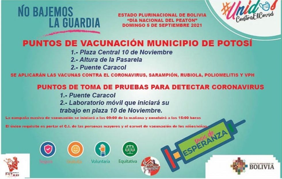 Hoy es el día del Peatón, habrá puntos de vacunación y detección de coronavirus
