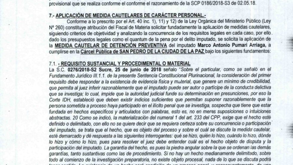 Lea el texto de la ampliación de la imputación formal contra Marco Pumari 