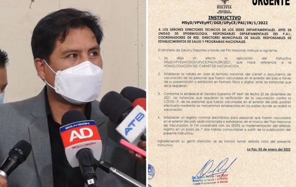 Nuevo instructivo dispone validez del certificado de personas vacunadas en el extranjero
