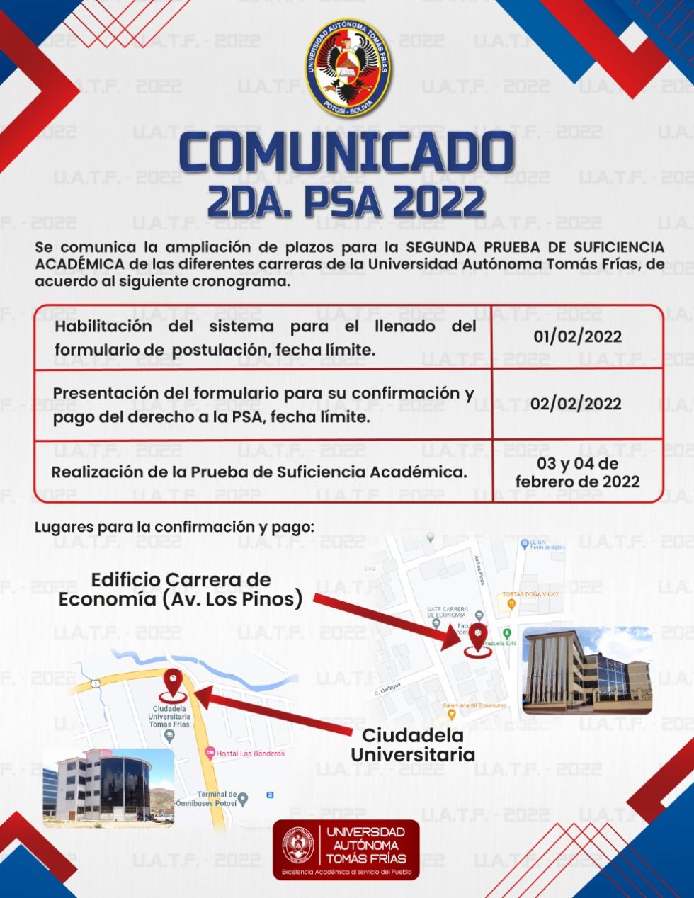 UATF amplía plazo para postular a nuevo examen