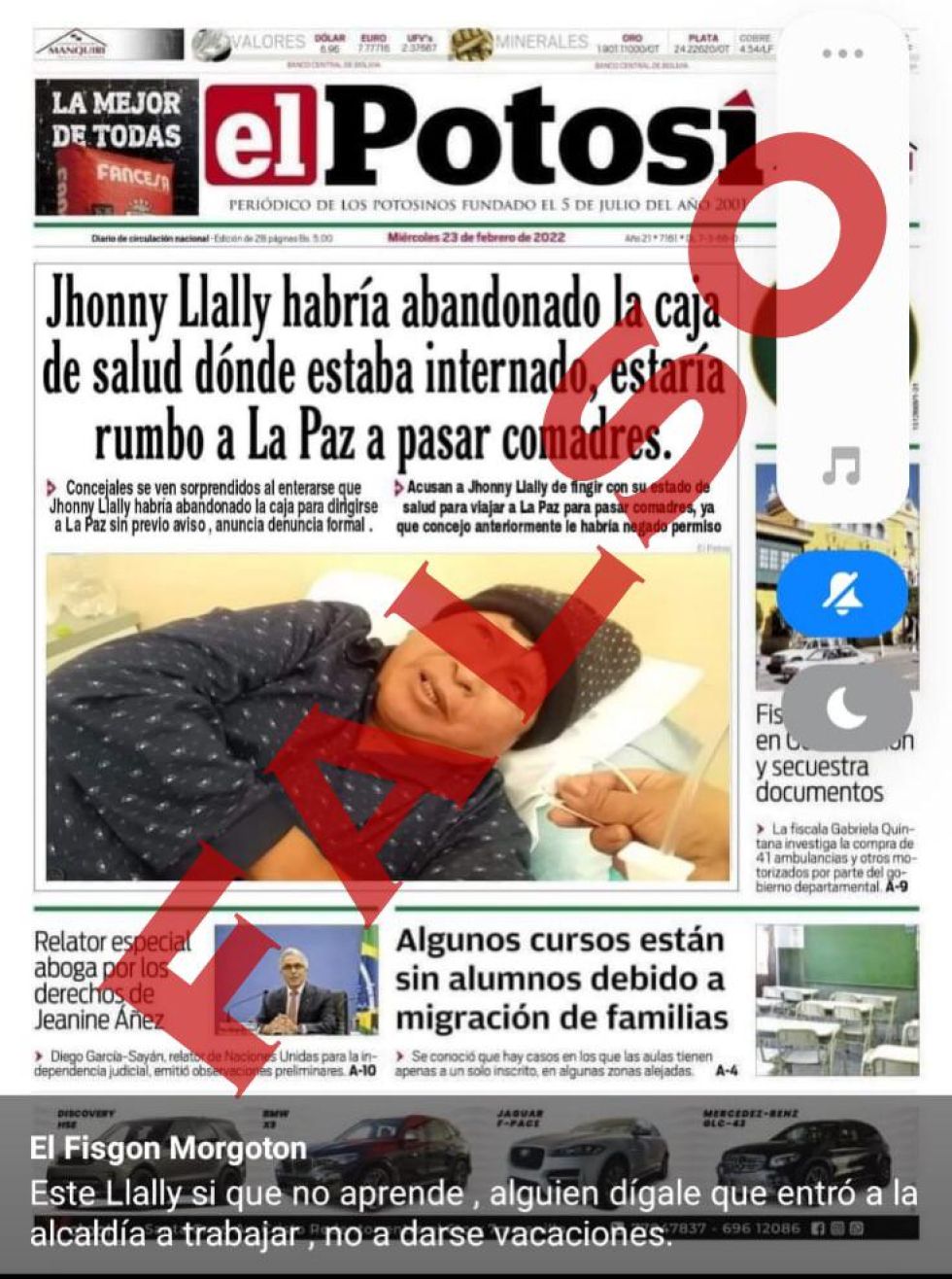 Circula en redes sociales una portada falsa de El Potosí 