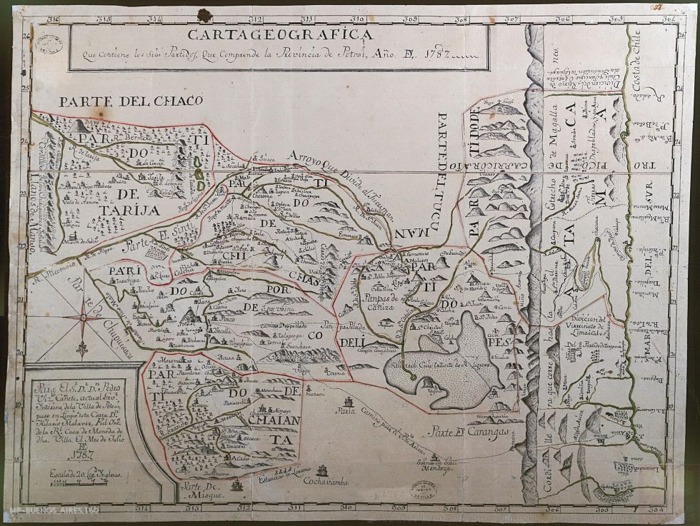 Mapa de Potosí de 1787 demuestra que Atacama le pertenecía a Bolivia