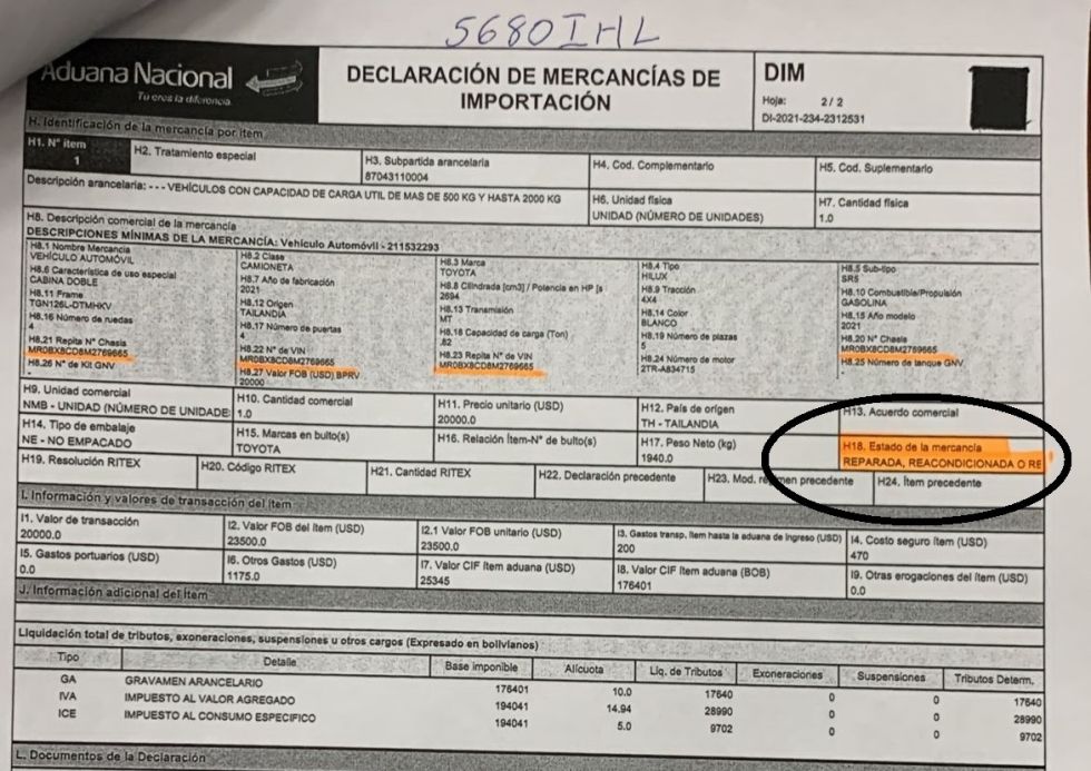 Camionetas compradas para la Policía entraron “reparadas” o “reacondicionadas” al país