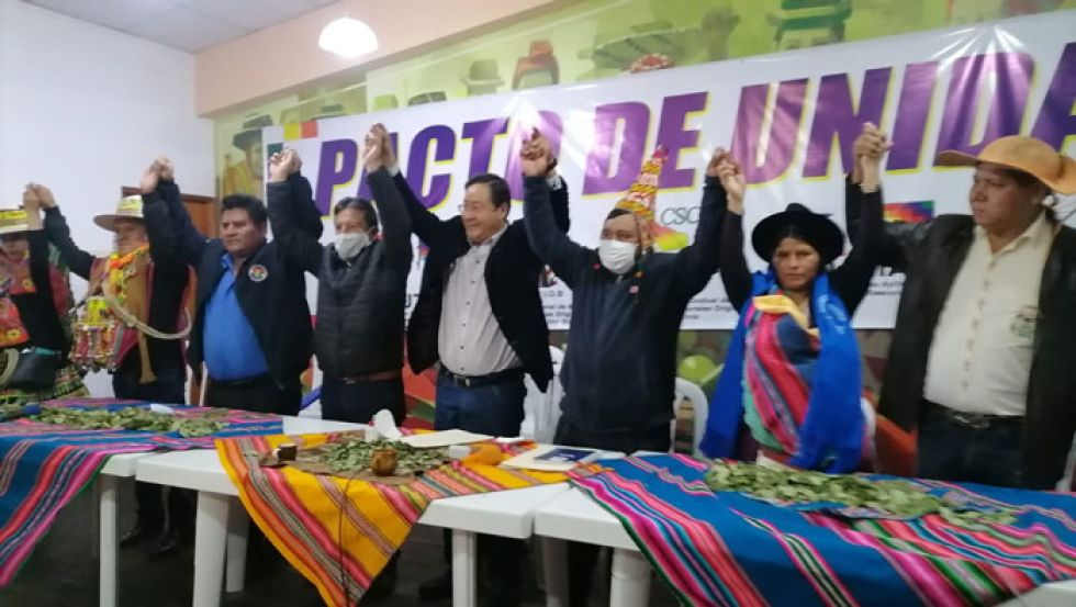 Luis Arce y David Choquehuanca se reunieron con el Pacto de Unidad; Evo Morales no estuvo