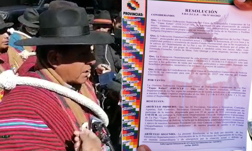 Campesinos de La Paz deciden no participar de la marcha del jueves