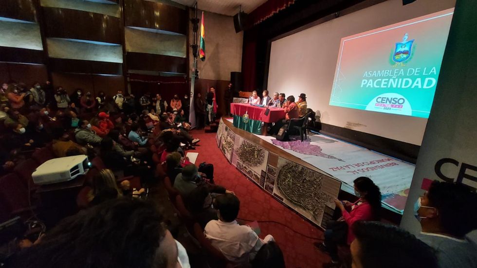 Asamblea de la Paceñidad pide Censo en el segundo semestre de 2023
