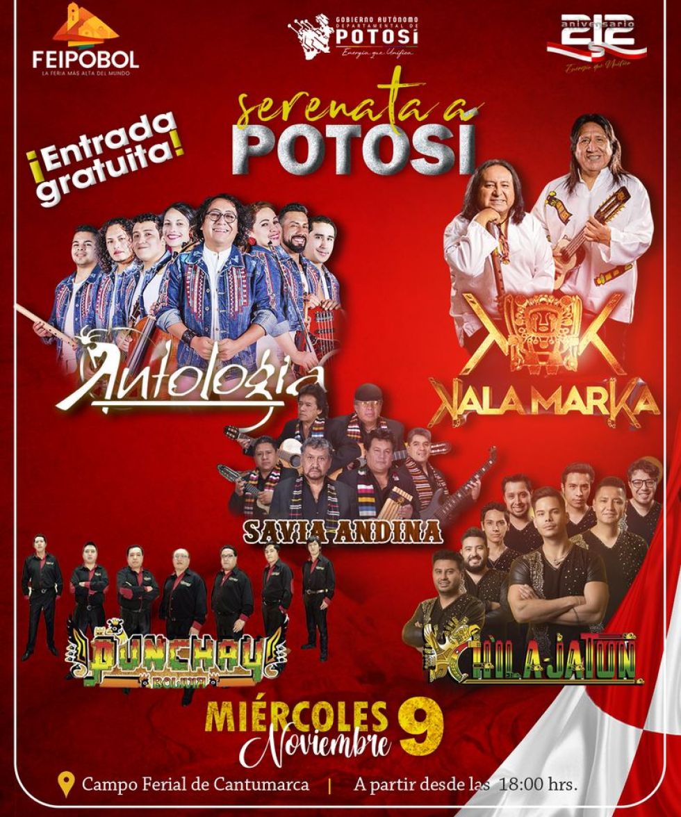 Serenata a Potosí contará con cinco grupos y es gratis 