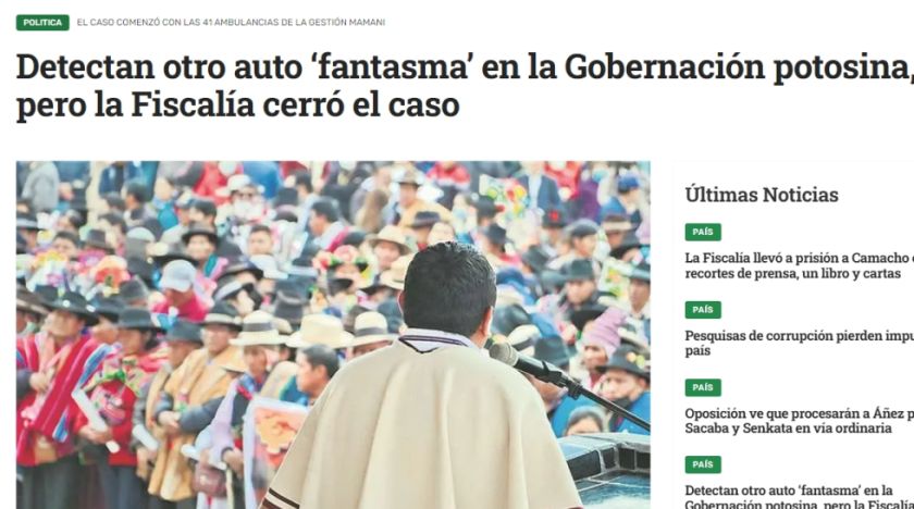 Publicación repara en el hecho de que la Fiscalía cerró el caso de las camionetas que también involucran al gobernador de Potosí