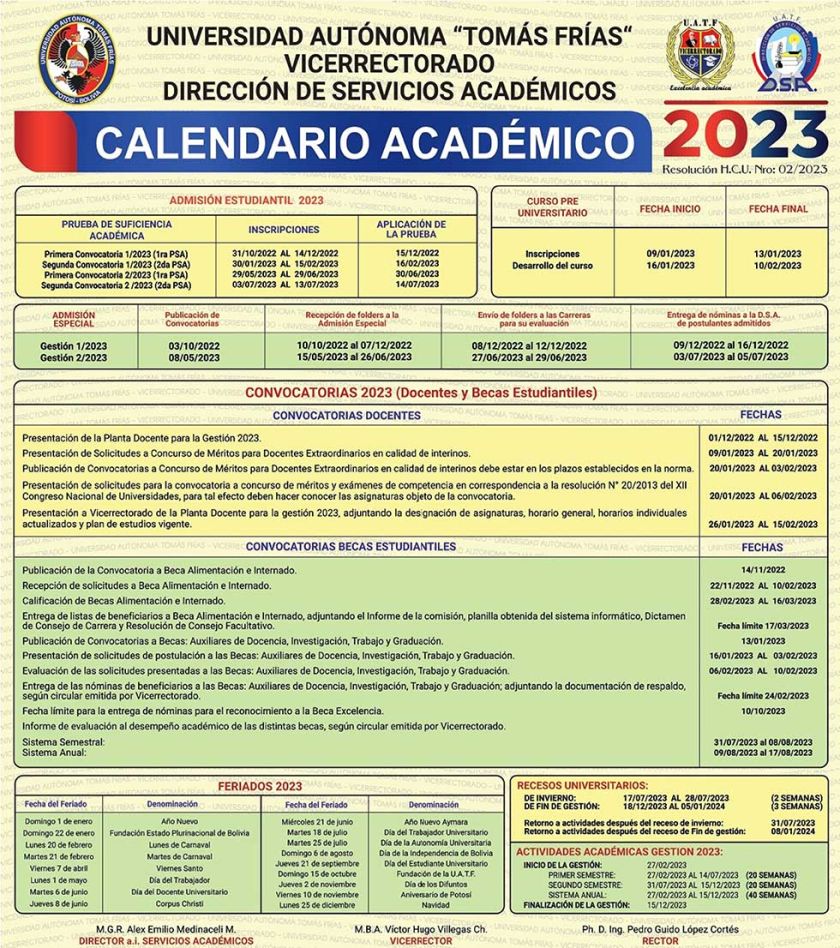 Actividades académicas en la UATF inician el 27 de febrero