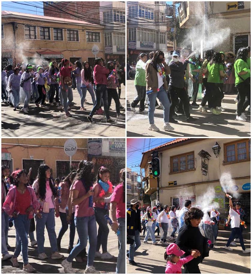 Las calles en Potosí se visten de Carnaval en el Jueves de Comadres