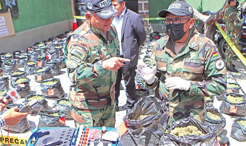 En dos meses, la Felcn decomisó 3,81 tn de cocaína y 80,34 de marihuana