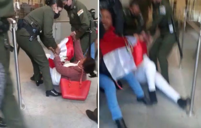 La Paz: Policía arrastra por el piso a la presidenta de Comcipo y cívicos que hacían huelga en la Asamblea