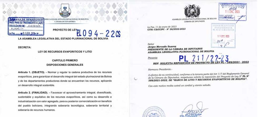 Existen dos proyectos de Ley del  Litio en Asamblea Plurinacional