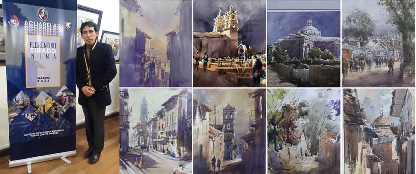 Artista muestra la ciudad de Potosí a través de la acuarela