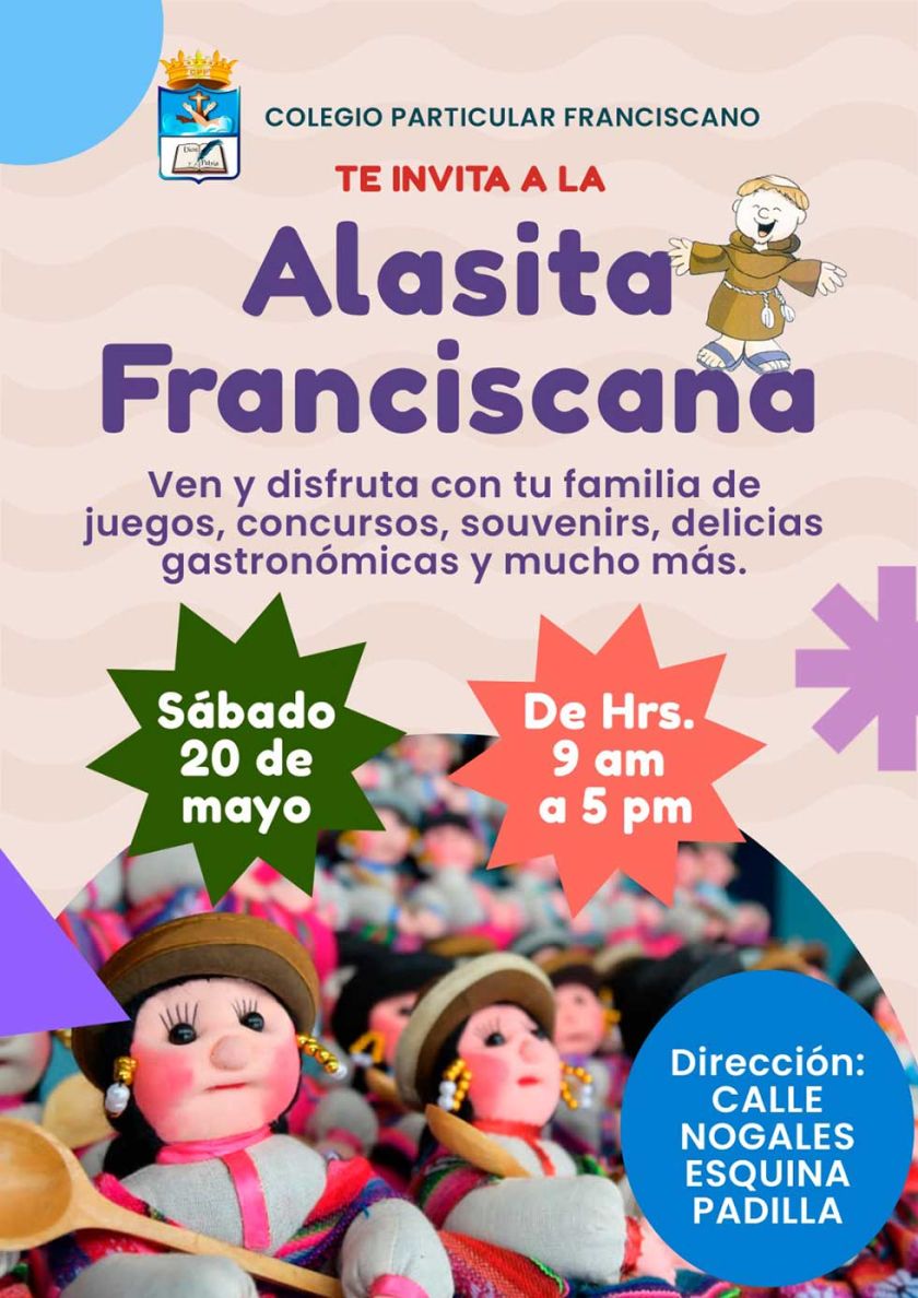 Alasita Franciscana será el 20 de mayo en el colegio